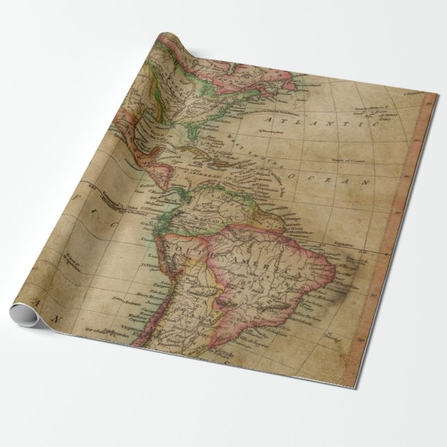 Antique Maps Style 6 Wrapping Paper Roll (Unrolled)