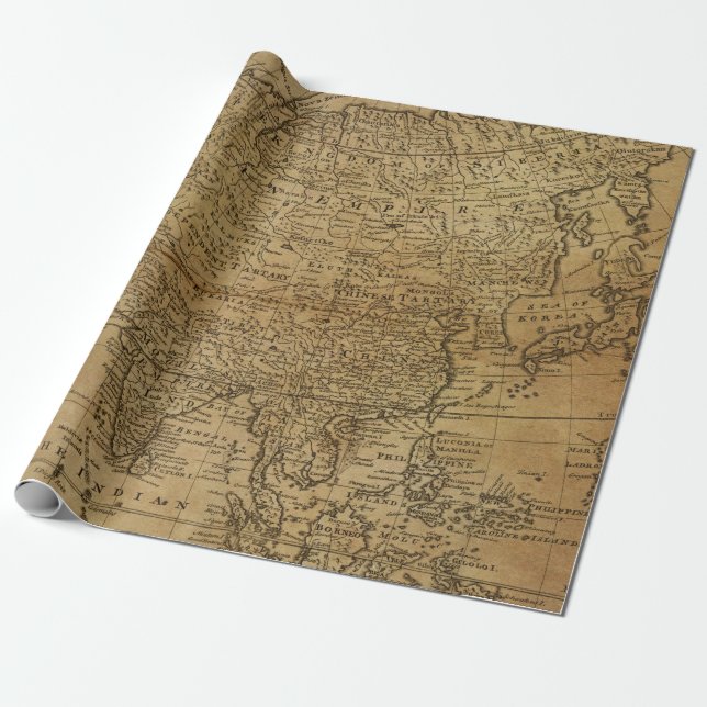 Antique Maps Style 8 Wrapping Paper Roll (Unrolled)