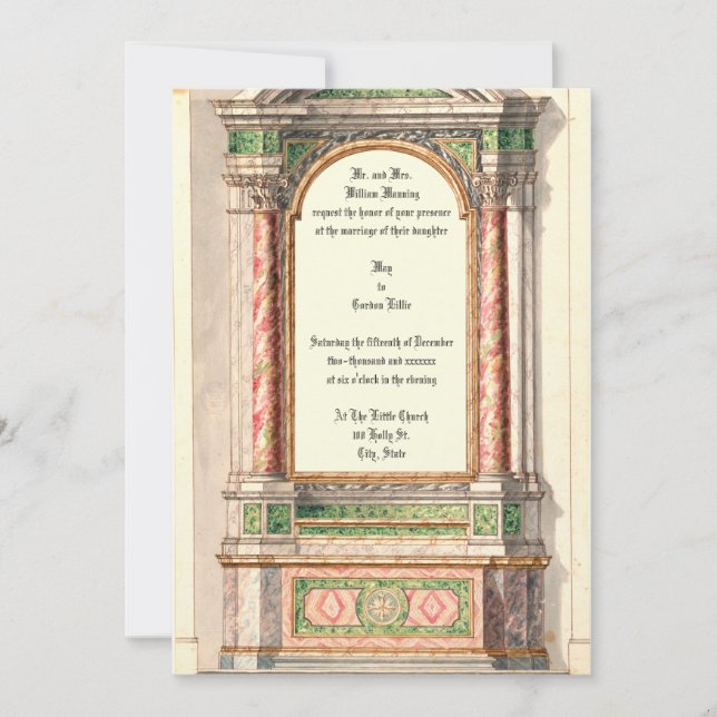 Antique Marble Altar Invitation (Front)