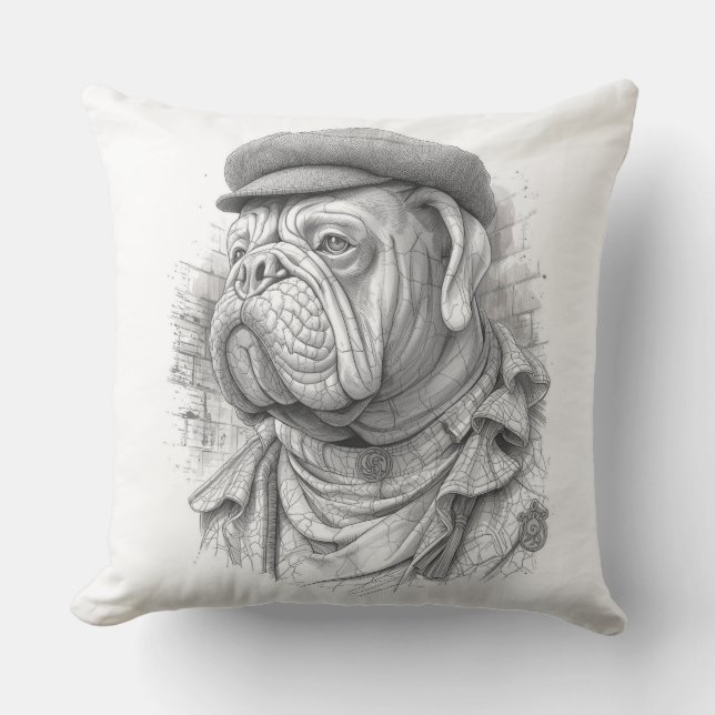 Antique Marble Bulldog Minister Guest Towel Cushion (Front)
