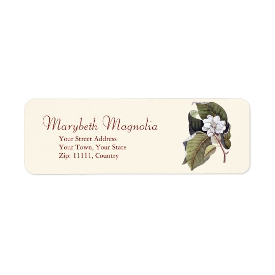 Antique Mark Catesby White Magnolia Engraving Return Address Label