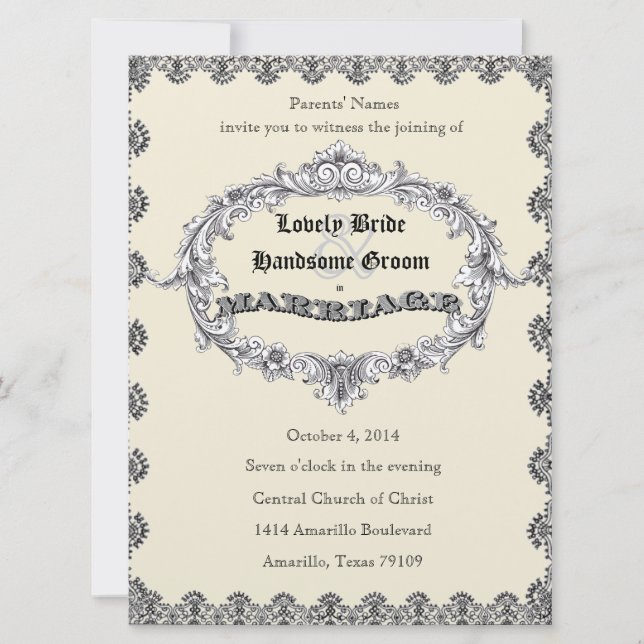 Antique Marriage License Photo Wedding Invitation (Front)