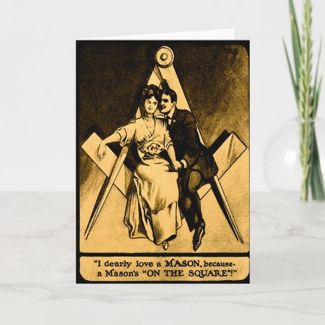 Antique Masonic Freemason Square Love Valentine Holiday Card (Front)