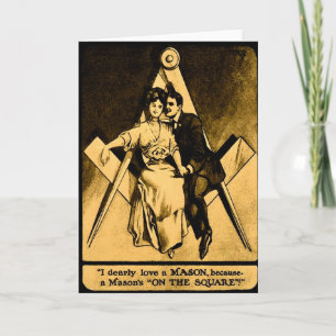 Antique Masonic Freemason Square Love Valentine Holiday Card