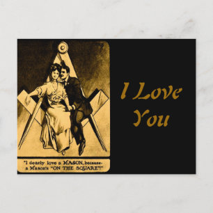 Antique Masonic Freemason Square Love Valentine Holiday Postcard