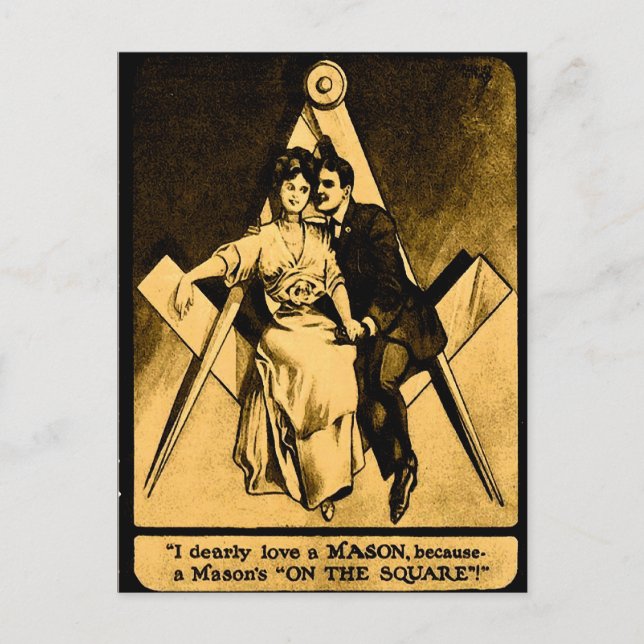 Antique Masonic Freemason Square Love Valentine Holiday Postcard (Front)