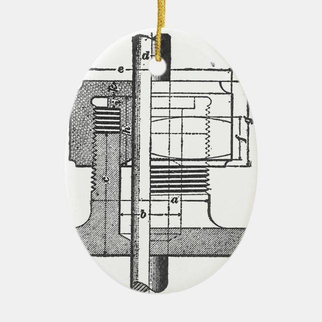 Antique Mechanical Tool Engineer Ceramic Tree Decoration (Front)