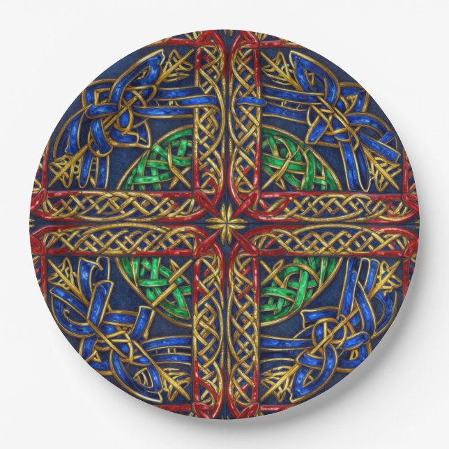 Antique Mediaeval Celtic Knots Paper Plate (Front)