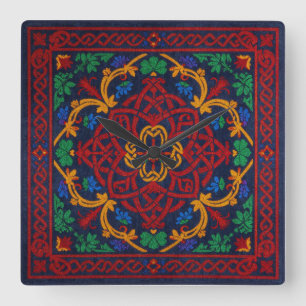 Antique Mediaeval Celtic Knots Square Wall Clock