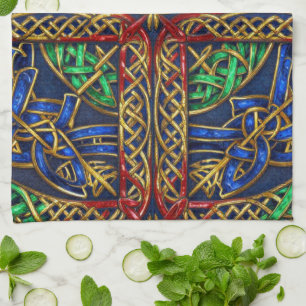 Antique Mediaeval Celtic Knots Tea Towel