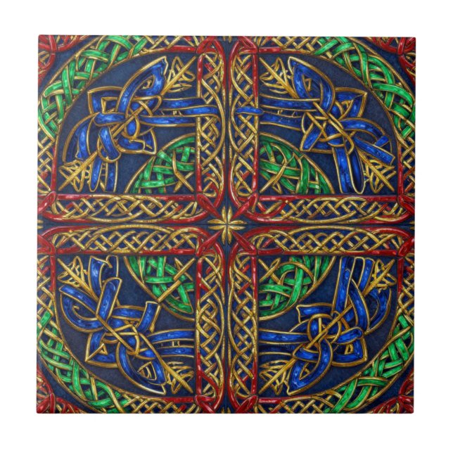 Antique Mediaeval Celtic Knots Tile (Front)