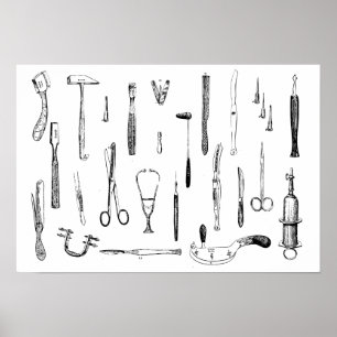 Antique medical instruments poster