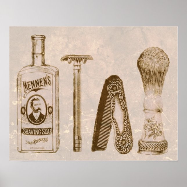 Antique men's shaving kit poster (Front)