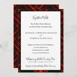 Antique Menzies Red Clan Tartan Scottish Plaid Invitation