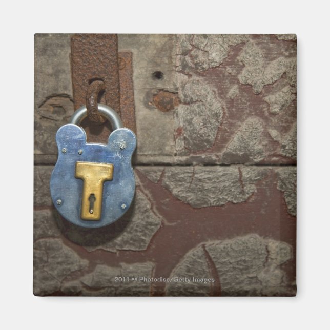Antique Metal Lock on Stone Wall Magnet (Front)