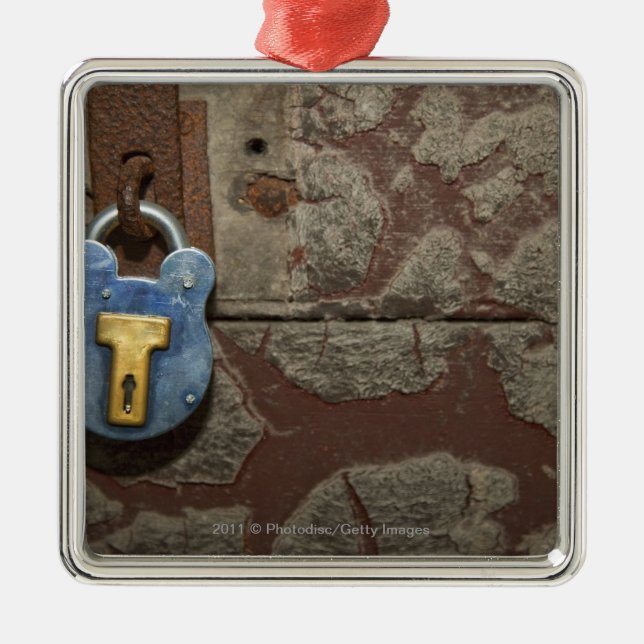 Antique Metal Lock on Stone Wall Tree Decoration (Front)