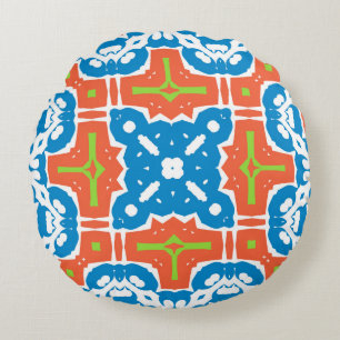 Antique mexican talavera ceramic. Vintage seamless Round Cushion