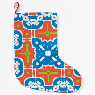 Antique mexican talavera ceramic. Vintage seamless Small Christmas Stocking