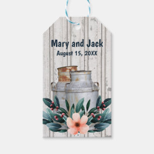 Antique Milk Cans Rustic Monogram Wedding Metal Gift Tags