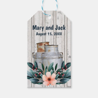 Antique Milk Cans Rustic Monogram Wedding Metal Gift Tags