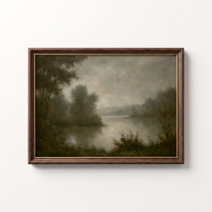Antique Misty Lake Dawn Wall Poster