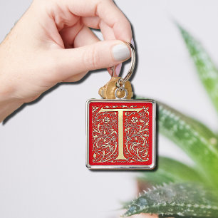 Antique monogram T Key Ring