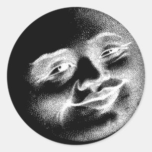 Antique Moon Face  Classic Round Sticker