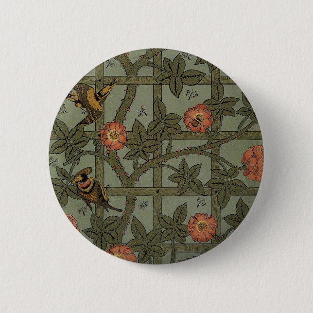 Antique Morris Trellis Wallpaper 6 Cm Round Badge (Front)