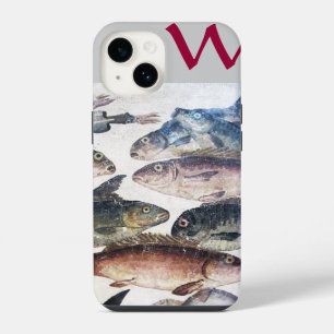 ANTIQUE MOSAIC FISHES,OCEAN SEA LIFE MONOGRAM iPhone 14 CASE