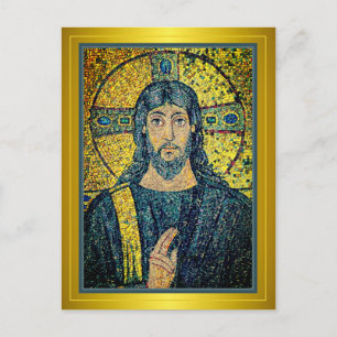 Antique Mosaic Image of Jesus Christ the Saviour   Postcard