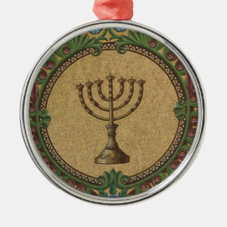 Antique Mosaic Temple Menorah Metal Tree Decoration