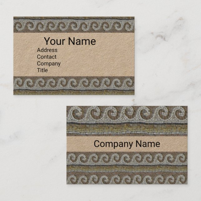 ANTIQUE MOSAIC WAVES Nautical Brown Kraft Paper Business Card (Front/Back)