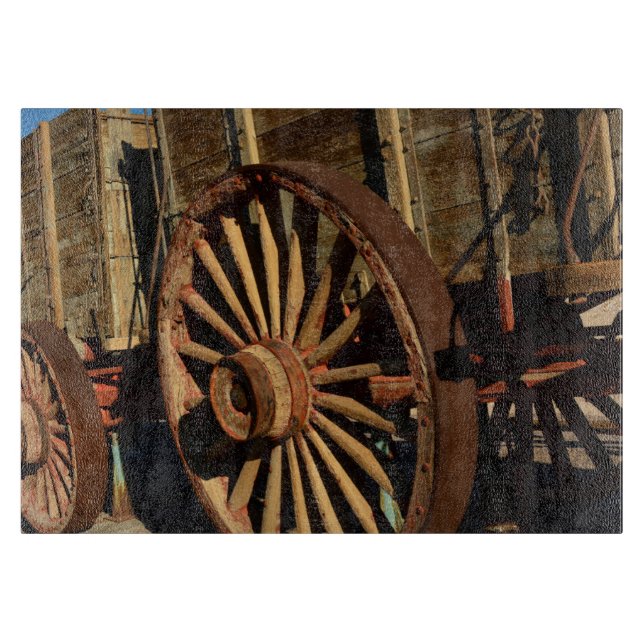 Antique mule train wagon cutting board (Front)