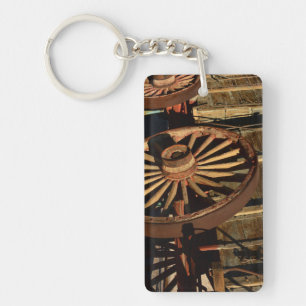 Antique mule train wagon key ring