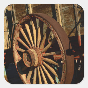 Antique mule train wagon square sticker