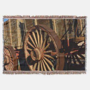 Antique mule train wagon throw blanket