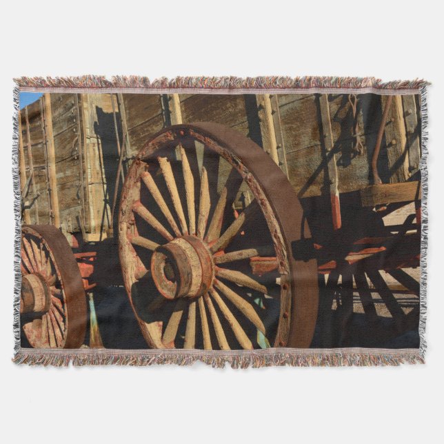 Antique mule train wagon throw blanket (Front)
