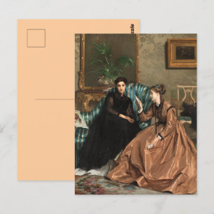 Antique Museum Painting 2 Sisters Letter Replica Postcard