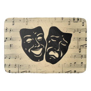 Antique Music and Theatre Masks Bath Mat