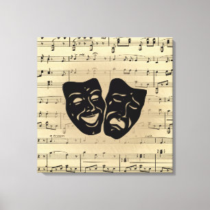 Antique Music and Theatre Masks Canvas Print