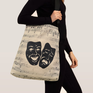 Antique Music and Theatre Masks Crossbody Bag