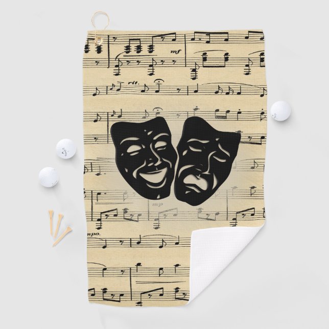 Antique Music and Theatre Masks Golf Towel (InSitu)