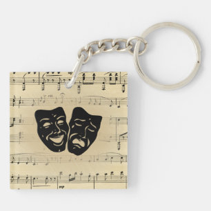 Antique Music and Theatre Masks Key Ring