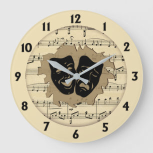 Antique Music and Theatre Masks Large Clock