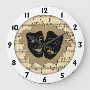 Antique Music and Theatre Masks Large Clock