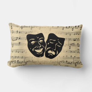 Antique Music and Theatre Masks Lumbar Cushion