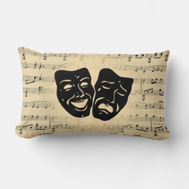 Antique Music and Theatre Masks Lumbar Cushion (Front)