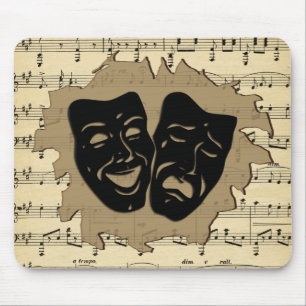 Antique Music and Theatre Masks Mouse Mat