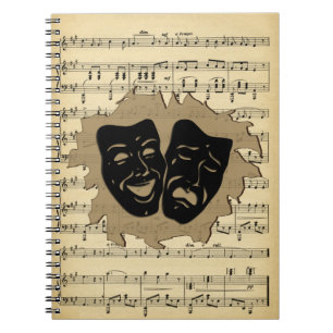 Antique Music and Theatre Masks Notebook