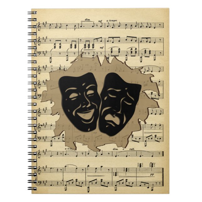 Antique Music and Theatre Masks Notebook (Front)